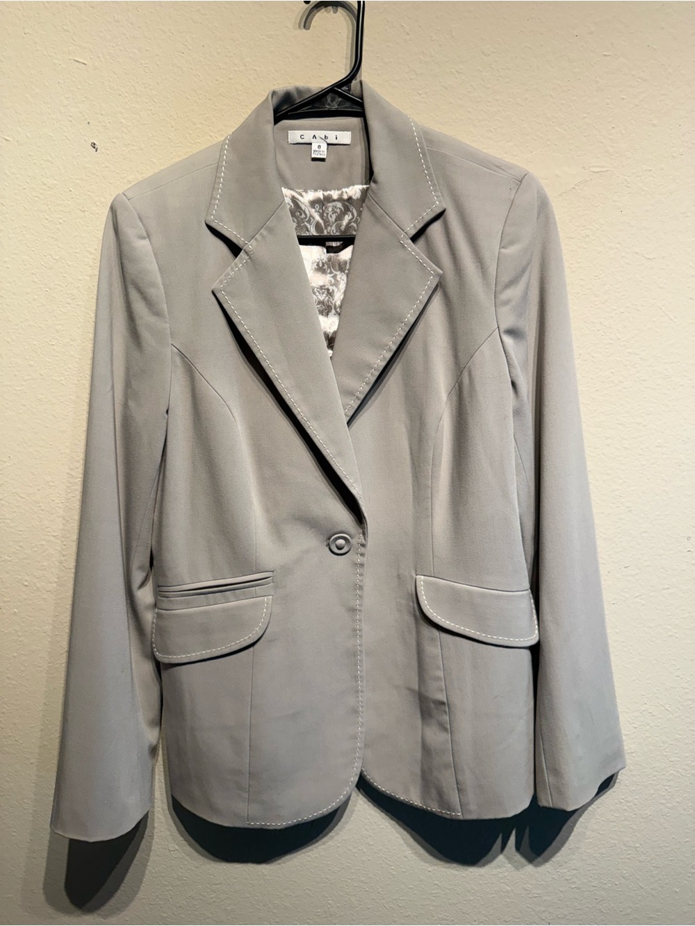 Cabi Women's Light Gray Single-Button Blazer Size 8